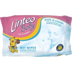 Linteo Wet Wipes Baby Soft And Cream 72 Pieces, Viscose, Polyester