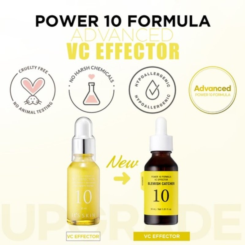 It'S SKIN Power 10 Formula VC Effector Ampoule Serum 30ml Green Tea Extract - Moisturizing Serum for Freckles and Skin