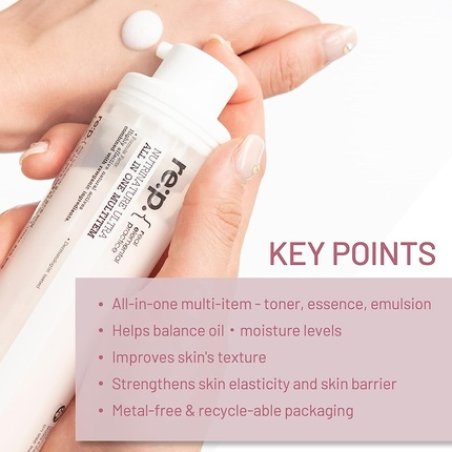 RE:P Nutrinature All-in-One Multitem 100ml - Vegan, Cruelty-Free, Paraben Free Toner, Essence, and Emulsion with Lotus