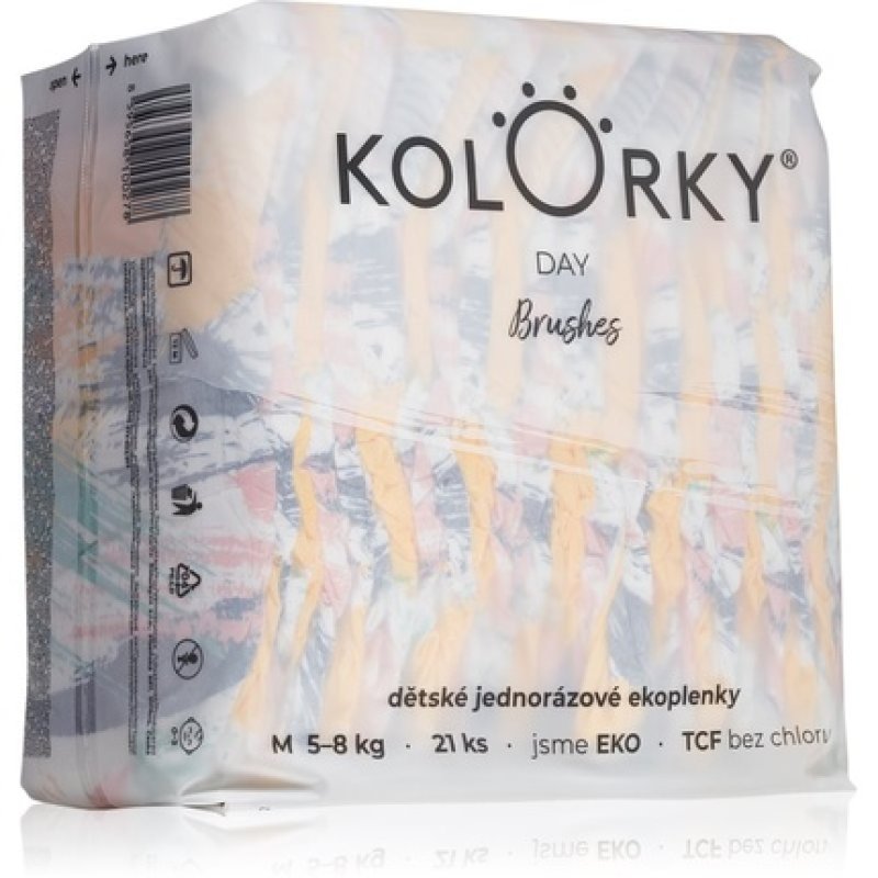 Kolorky Day Brushes Disposable Diapers - Size M (5-8 Kg), 21 pcs