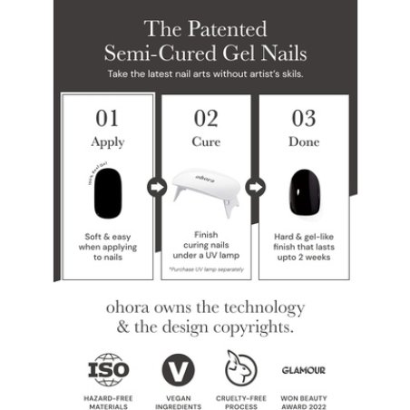 ohora Semi Cured Gel Nail Strips N Pastel - Works with Any UV Nail Lamps Salon-Quality Long Lasting Easy to Apply &