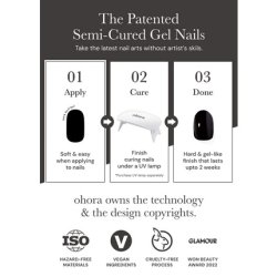 ohora Semi Cured Gel Nail Strips N Tint Black - Works with Any Nail Lamps Salon-Quality Long Lasting Easy to Apply &