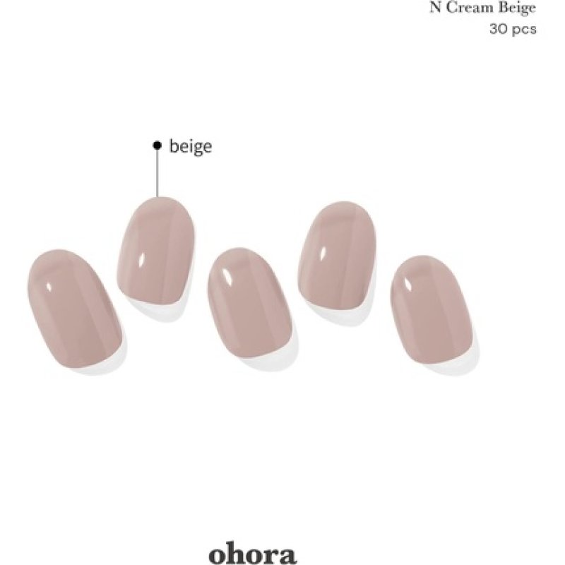 ohora Semi Cured Gel Nail Strips in Cream Beige - Salon-Quality Long Lasting Easy to Apply & Remove - Includes 2 Prep