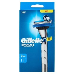 Gillette Mach3 Turbo Men's Razor with 1 Handle and 2 Blades