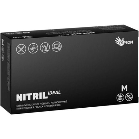 Espeon Nitrile Gloves - Black, Powder-Free, Size M, 100 pcs