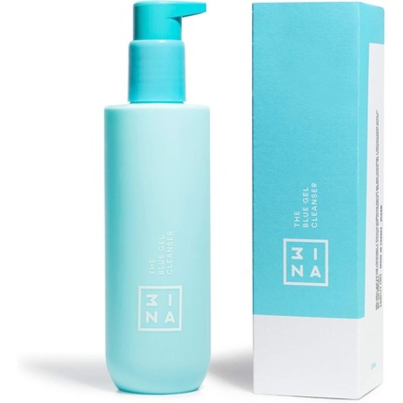 3INA Makeup Vegan Cruelty Free Face Skincare Set - Blue Gel Cleanser and Lip Balm - Micellar Water and Vitamin E -