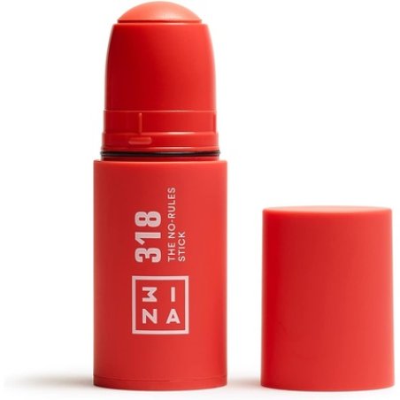 3INA MAKEUP The No Rules Stick 318 Coral Blush Stick Matte with Hyaluronic Acid Cream Blush for a Natural Finish Vegan