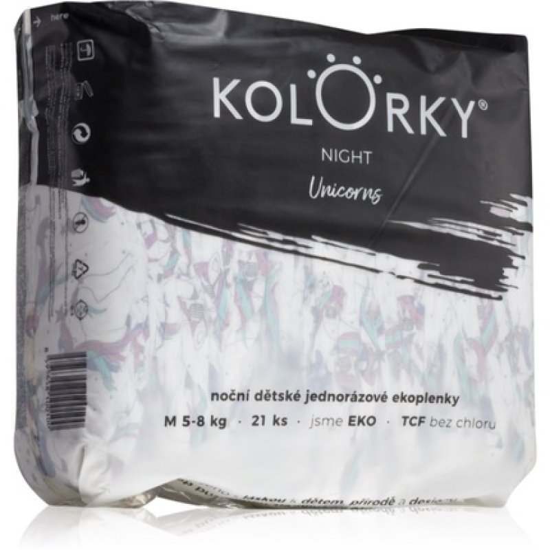 Kolorky Night Unicorn Disposable Diapers - Size M (5-8 Kg), 21 pcs