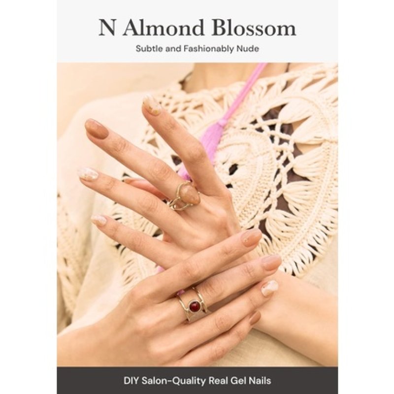 ohora Semi Cured Gel Nail Strips N Almond Blossom - Salon-Quality Long Lasting Easy to Apply & Remove Includes 2 Prep