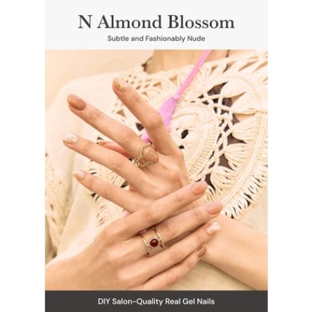 ohora Semi Cured Gel Nail Strips N Almond Blossom - Salon-Quality Long Lasting Easy to Apply & Remove Includes 2 Prep