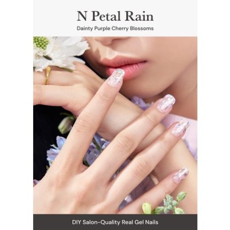 ohora Semi Cured Gel Nail Strips N Petal Rain - Works with Any Nail Lamps Salon-Quality Long Lasting Easy to Apply &