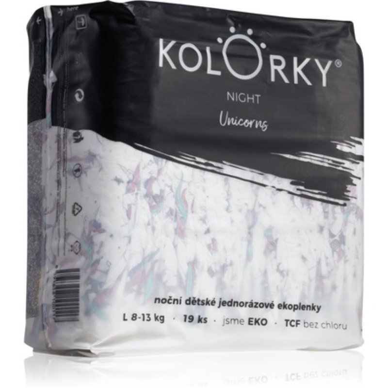 Kolorky Night Unicorn Disposable Diapers - Size L (8-13 Kg), 19 pcs