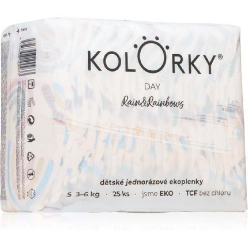 Kolorky Day Rain&Rainbow Disposable Diapers - Size: S (3-6 Kg), Quantity: 25 pcs