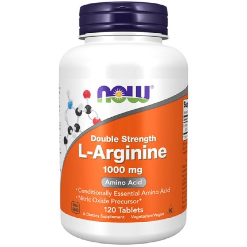 Now Foods L-Arginine Double Strength 1000mg 120 Veg Tablets