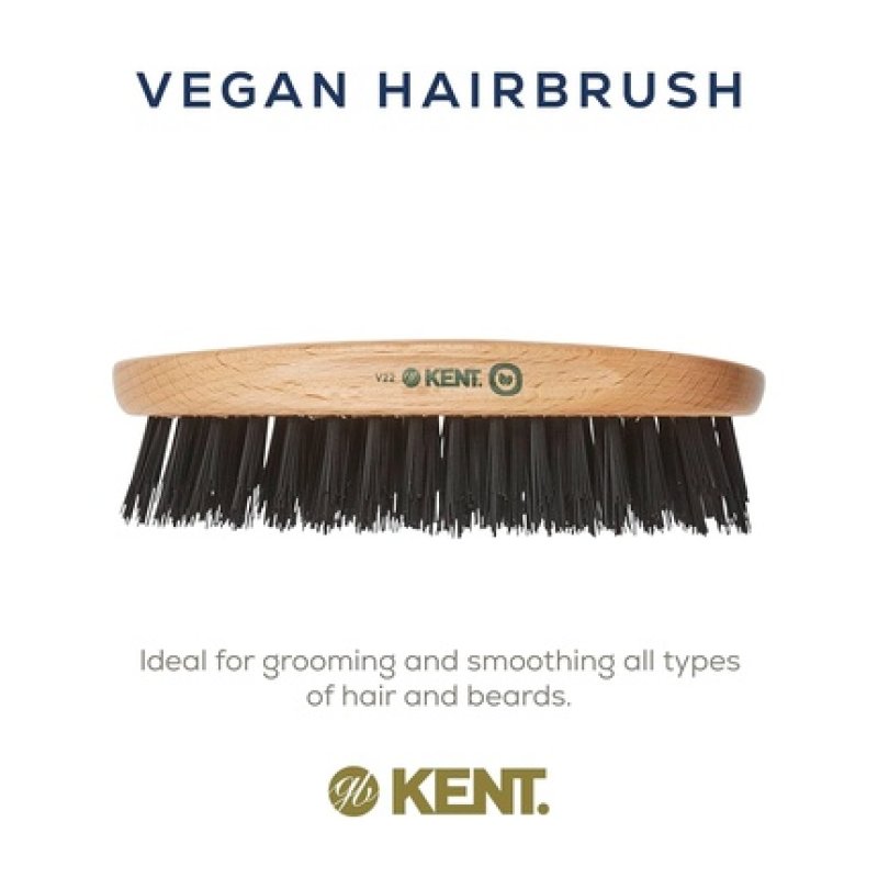 Kent V22 Vegan Boar Bristle Hair and Beard Brush for Men Eco Friendly