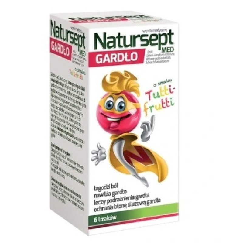 Natursept Med Throat Lollipops - Tutti-Frutti Flavour, 6 Pieces