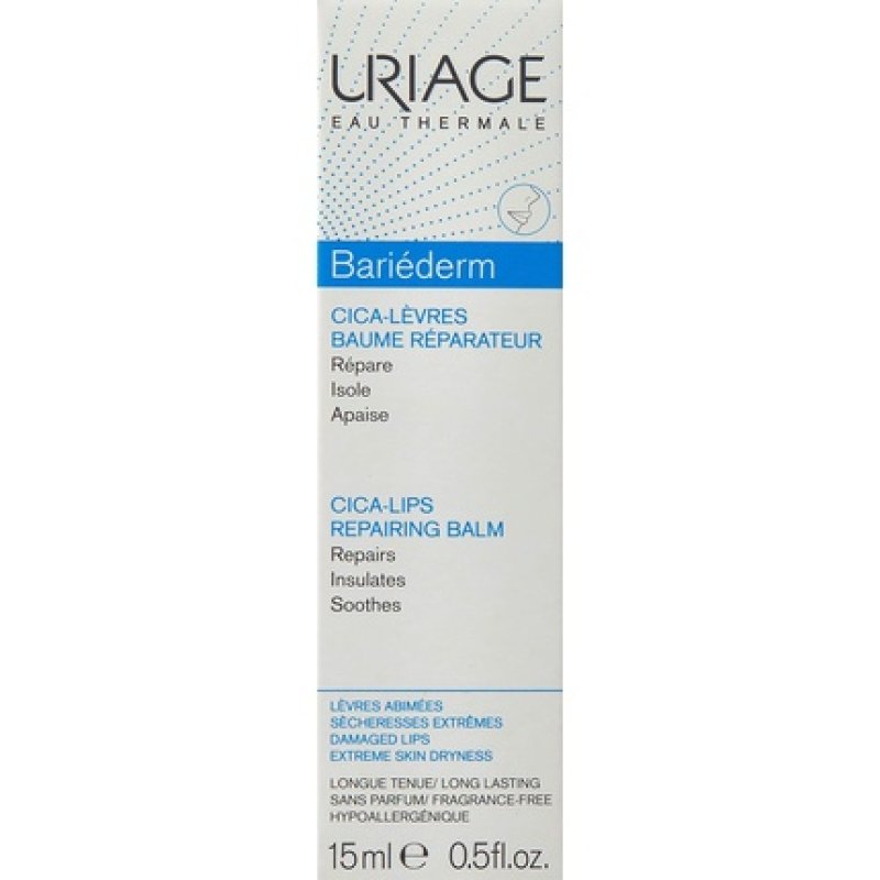 Uriage Bariéderm-CICA Protecting Lip Balm 15ml - Barrier Lip Balm Formulated With Poly-2p Patented Complex - Repairs,