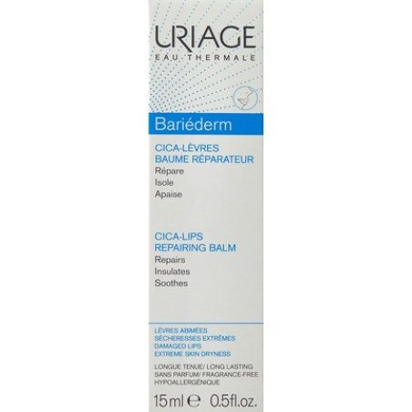 Uriage Bariéderm-CICA Protecting Lip Balm 15ml - Barrier Lip Balm Formulated With Poly-2p Patented Complex - Repairs,