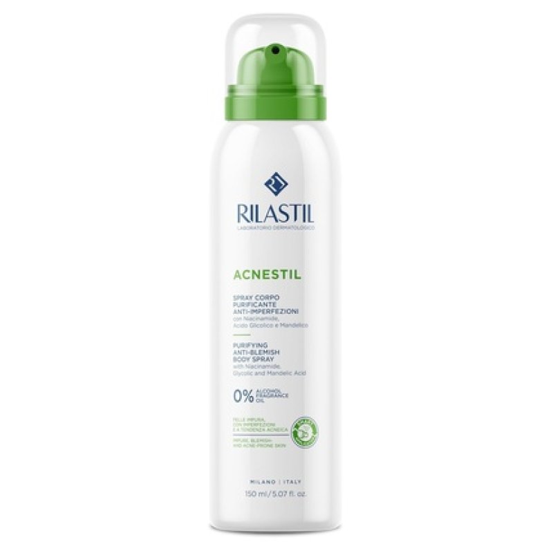 Rilastil Acnestil Body Spray Cleansing and Anti-Imperfections, Sebum Normalizing, Soothing with Niacinamide, Glycolic