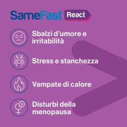 SameFast React Mood Supplement for Menopause Symptoms Gluten-Free and Lactose-Free Pineapple Flavored Soluble Granules
