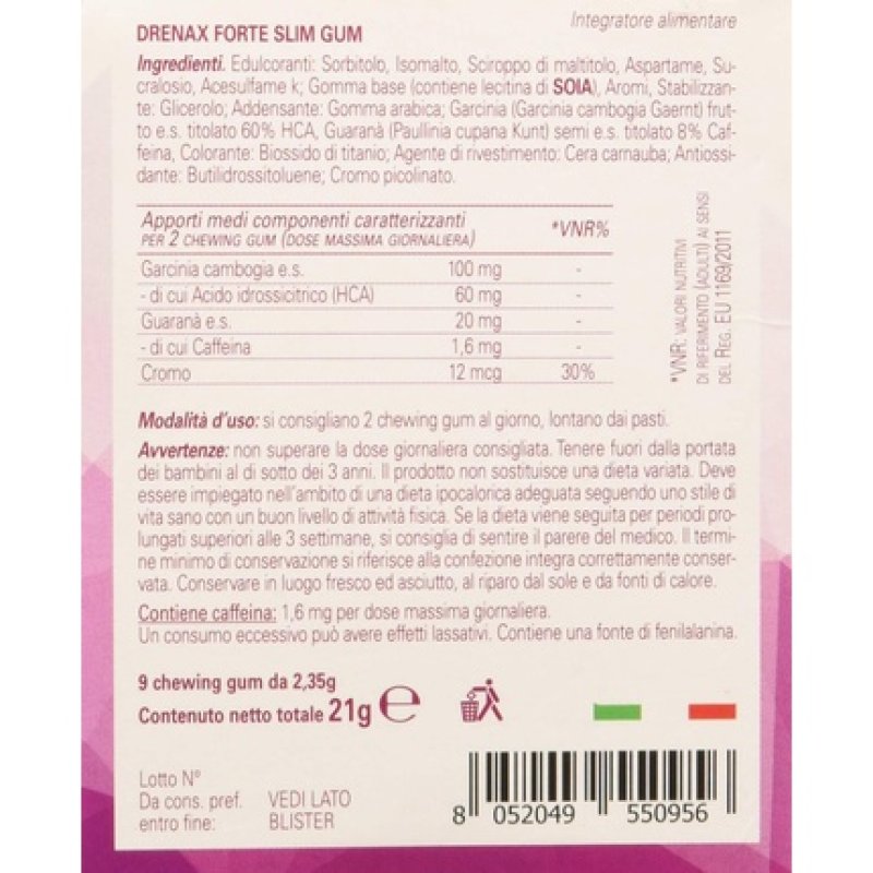 Drenax Fresh Mint Chewing Gum Dietary Supplement