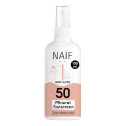 Naïf Mineral Based Sunscreen Spray for Baby & Child SPF 50 UVA and UVB Protection Water Resistant Dermatologically