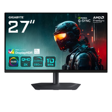 GIGABYTE MO27Q2A 27” OLED 2K QHD Gaming Monitor - 2560 x 1440, 280Hz, 0.03ms, 250 cd/m², FreeSync Premium Pro,