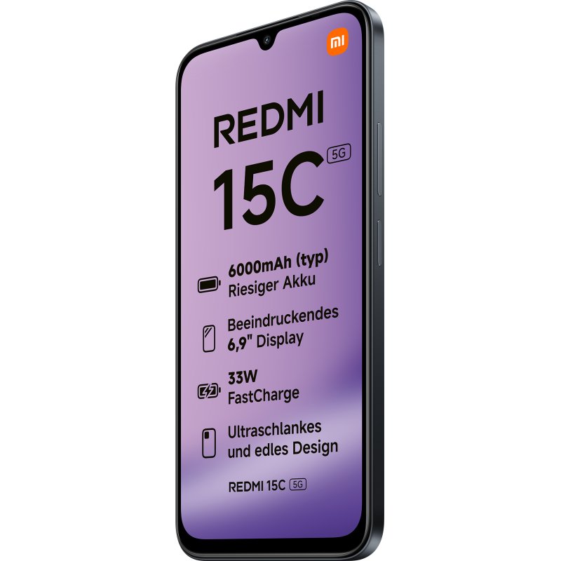 Xiaomi Redmi 15C 17,5 cm (6.9") 5G USB Type-C 4 Go 128 Go 6000 mAh Noir