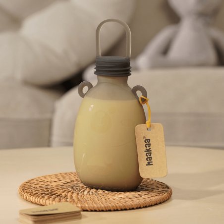 Haakaa - Happii Bear Silicone Milk Storage Bag - Grey - 260 ml