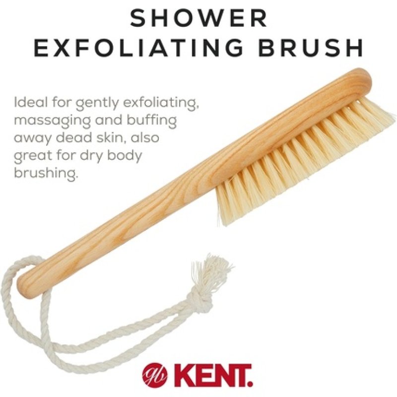 Kent Brushes Natural White Bristle Shower Bat with Beechwood Handle