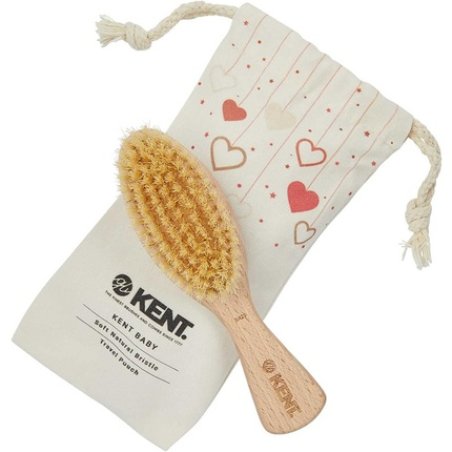 Kent Baby Soft Bristle Beechwood Brush with Canvas Travel Pouch BA29