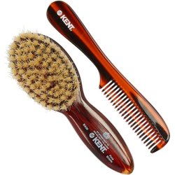 Kent Tortoiseshell Effect Soft Natural Bristle Baby Brush and Comb Set
