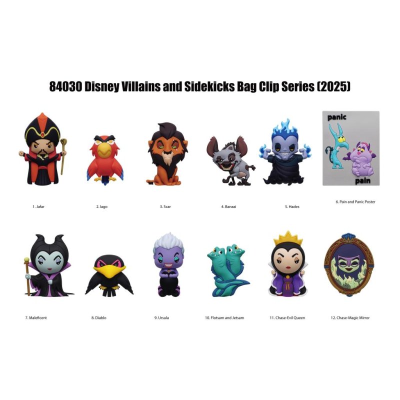 Disney - Assortiment en blind box de figurines de sac de collection Vilains en mousse (Série 4) (24 pcs)