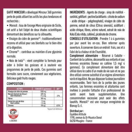 Eafit Minceur 360 Morosil and Apple Cider Vinegar Weight Loss Gummies