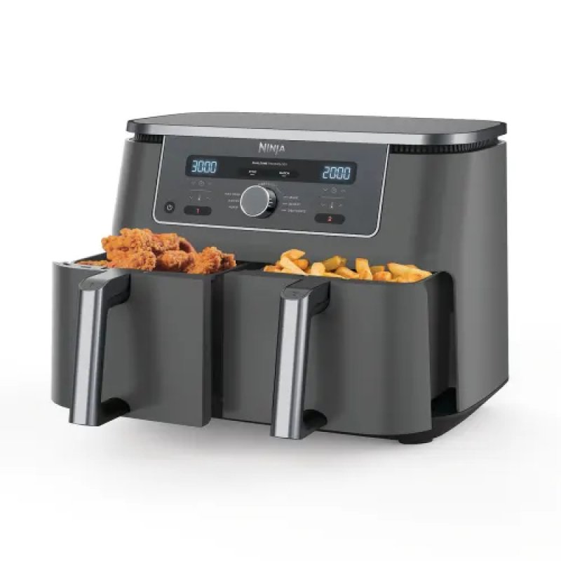 Ninja DZ400EU friteuse Double 9,5 L Autonome 2470 W Friteuse d’air chaud Gris
