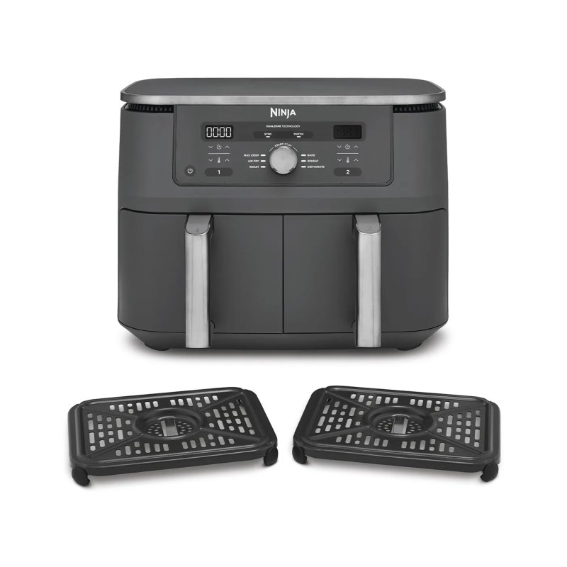 Ninja DZ400EU friteuse Double 9,5 L Autonome 2470 W Friteuse d’air chaud Gris