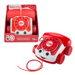 Fisher-Price Red Chatter Telephone Baby & Toddler Pull Toy, Mattel 80th Anniversary Edition