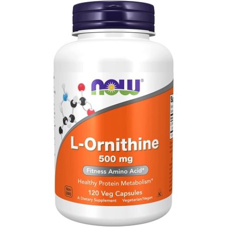 NOW L-Ornithine Hydrochloride Amino Acid Supplement 120 Veg Capsules