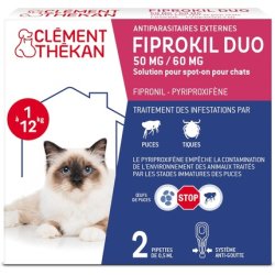 Fiprokil Duo Cats Anti-Flea and Tick Treatment - Eliminates Parasites and Eggs