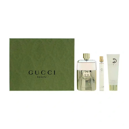 Gucci Womens Guilty 3 Piece Gift Set: Eau De Parfum 90ml - Eau De 10ml - Body Lotion 100ml