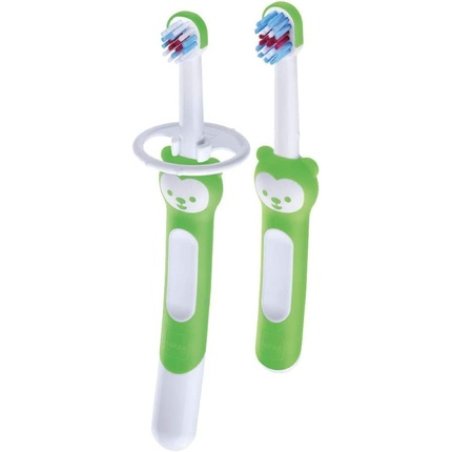 Mam Learn to Brush Set Children's Teeth Toothbrush with Long Handle for Oral Hygiene Soft Toothbrushes Green 60g