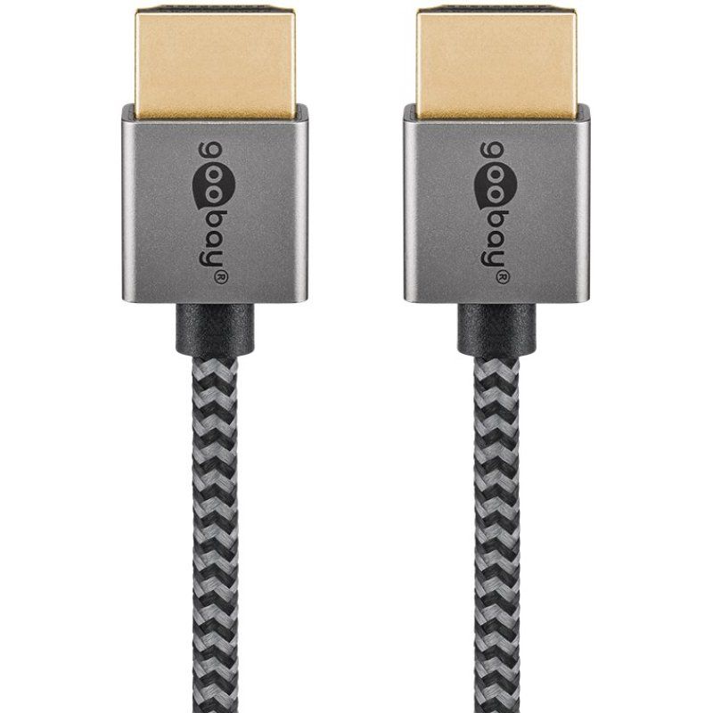 Plus Slim High-Speed-HDMI-Kabel mit Ethernet, 8K @ 60Hz (grau, 1 Meter)