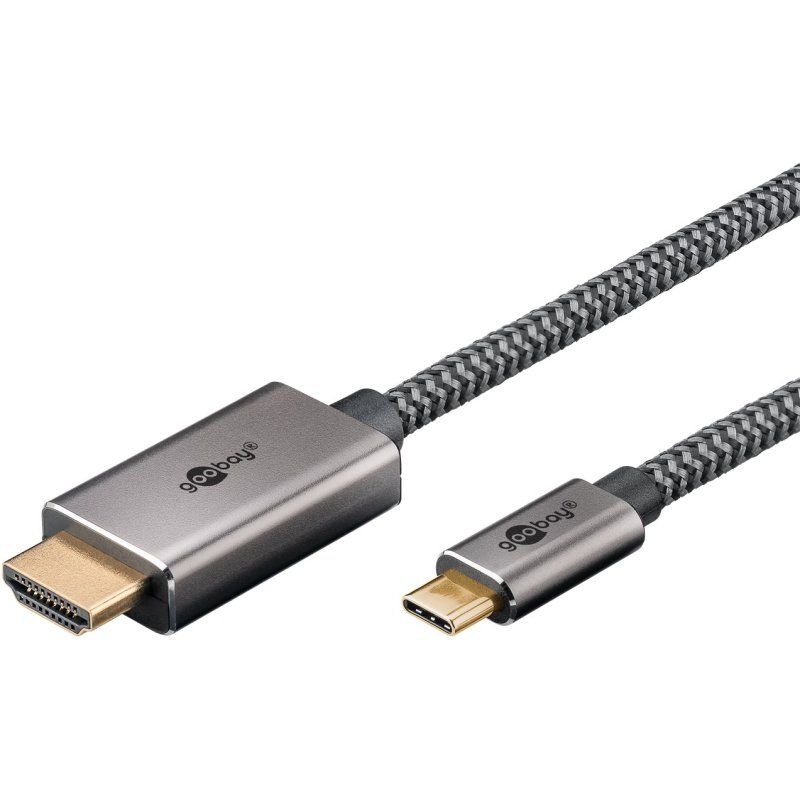 Goobay 75699 video cable adapter 1 m USB Type-C HDMI Type A (Standard) Black, Silver