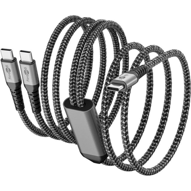Goobay 75739 câble USB 1,5 m USB C 2 x USB C Noir, Gris