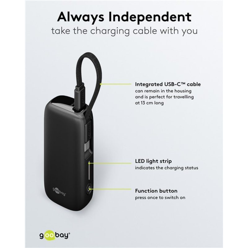 Goobay 76250 power bank Lithium Polymer (LiPo) 5000 mAh Black
