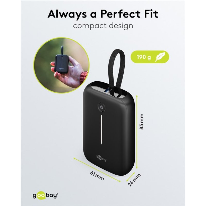 Goobay 76251 power bank Lithium Polymer (LiPo) 10000 mAh Black