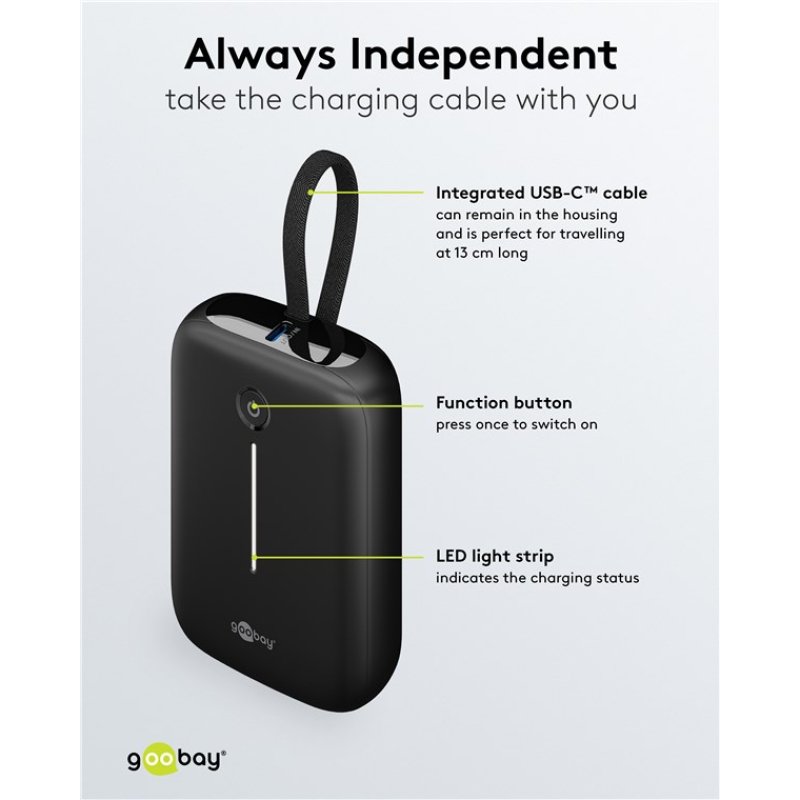 Goobay 76251 power bank Lithium Polymer (LiPo) 10000 mAh Black