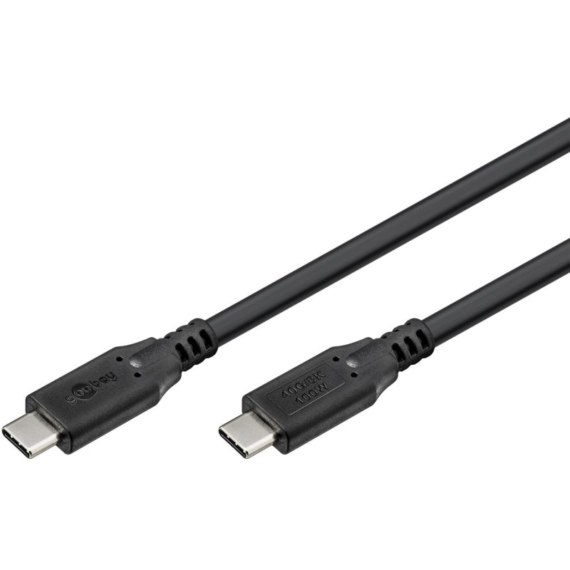 USB4 Gen 3x2 Kabel, USB-C Stecker USB-C Stecker, 40Gbit/s (schwarz, 0,5 Meter, PD, Laden mit bis zu 100 Watt)