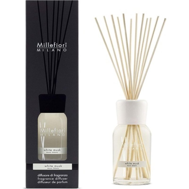 Millefiori Milano White Musk Natural 500ml Reed Diffuser, 9.7 X 36.2 X 9.6 Cm