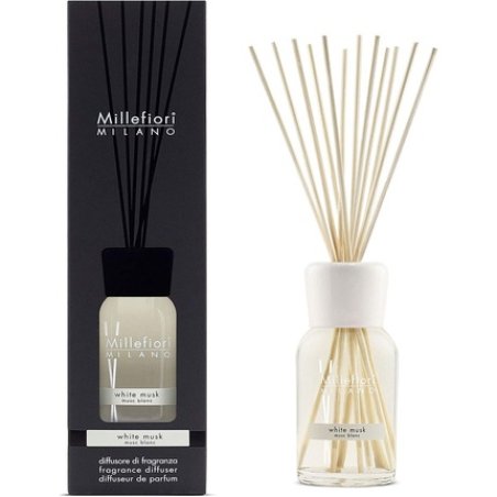 Millefiori Milano White Musk Natural 500ml Reed Diffuser, 9.7 X 36.2 X 9.6 Cm